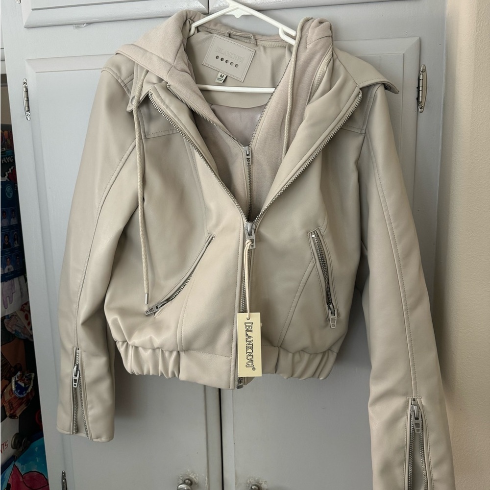 NWT Blank NYC - sweater faux leather jacket- size M